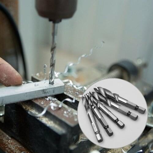 Diamond High-speed Steel Hexagonal Shank Three-in-one Composite Tap Drilling Attacking And Chamfering Integrated Spiral Tap 6pcs