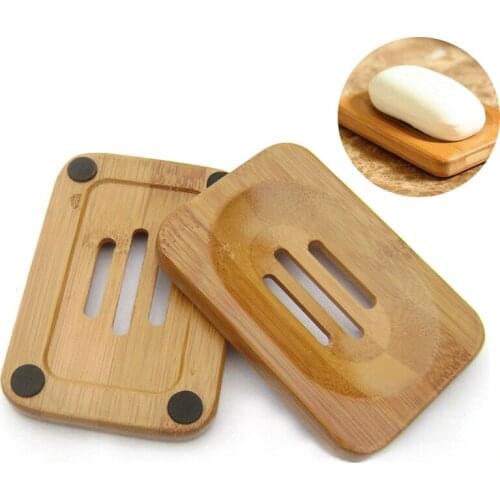 Wooden Natural Bamboo Soap Dishes Tray Holder Storage Soap Rack Plate Box Container Portable Bathroom Soap Dish Storage Box