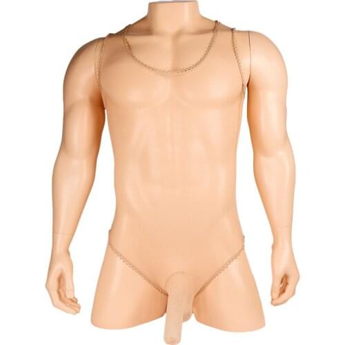 Men Sexy Lingerie Sheer Mesh Gay Sissy Penis Sheath Bodystocking Bodysuit Wear Erotic Underwear