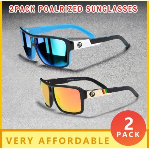 DUBERY 2Pack Men Casual Polarized Sunglasses Square Glasses Frame Suitable For Driving Traveling Sports UV400 Protection D008