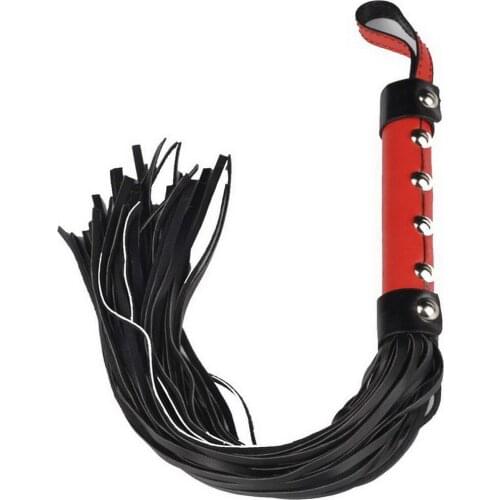 Erotic Toys Sexy Whip Black Lash Red Handle for Adult Game PU Leather Flirt Toys Sex Toy Products Couple Role Play