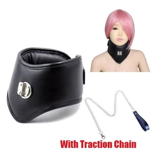 Erotic Soft Padded Leather Chastity Posture Sex Neck Collar Bdsm Suffocation Collar Dog Neck Bondage Harness With Leash Sex Toys