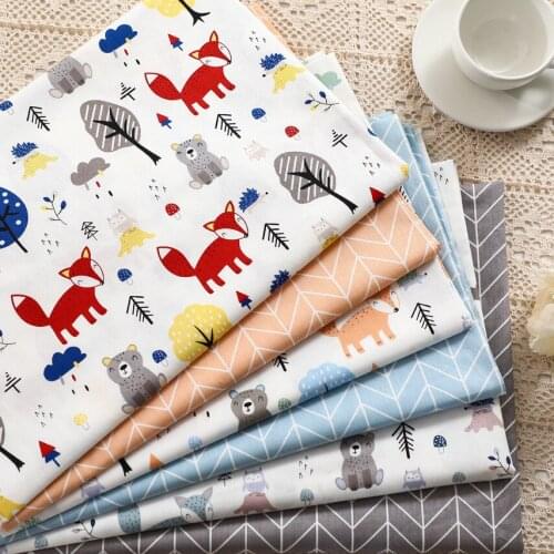 Fox Bear Cartoon100% Cotton Fabric Dress Cotton Patchwork Cloth DIY Sewing Quilting Fat Quarters Material For Baby&Child Tecido