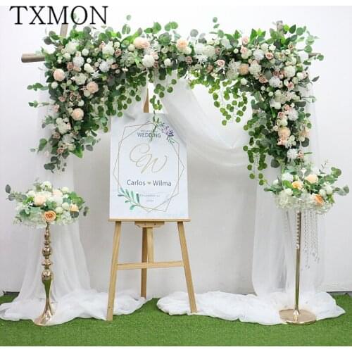 Homemade Artificial Rose Willow Leaf Retro Wind Arch Floral Wedding Decoration Weddings Props Simulation Flower Row Decorations