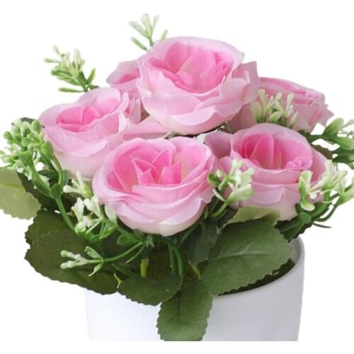 Artificial Flower Pot Fake Flower Simulated Dinning Table Decor Plastic Bedroom Imitation Potted Flower for Home Decoration