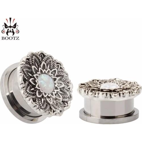 Kubooz piercing body jewelry crystal stainless steel ear plugs tunnels piercing ear gauges 2pcs pair selling stretchers