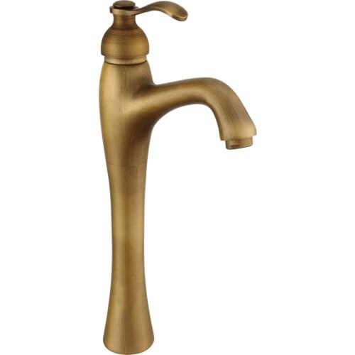 Retro Brass Faucet Bathroom Sink Basin Faucets Hot Cold Mixer Water Tap Deck Mounted