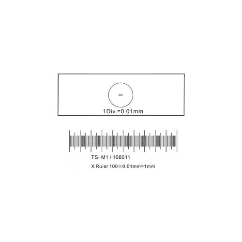 TS-M1Calibration Slide X ruler 1mm/100 Div.x0.01mm Scale on Schott Optical Glass for microscope calibration