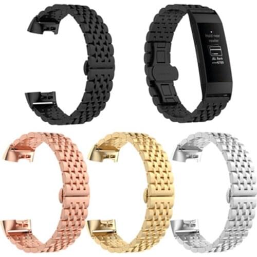 Metal Bands for Fitbit Charge 3 / 4 & Charge 3 SE Premium Stainless Steel Metal Strap Wristband for Women Men