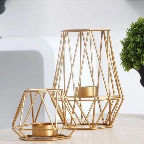 Nordic Ins Light Luxury Wrought Iron Geometric Candle Holder Creative Candlestick Home Decoration