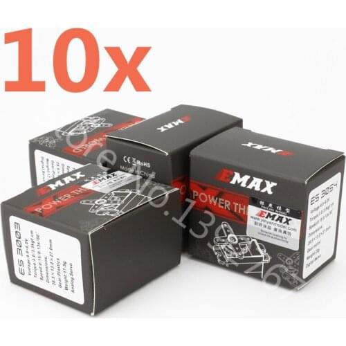 10Pieces Original Analog Servo Motor With Accessories EMAX ES3003 17g 4.8~6.0V 17g 3.0/3.5Kg 23T For RC Helicopter RC Airplane
