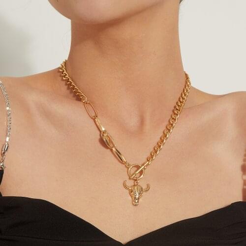 Bull Head Pendant Necklace for Women Gold Silver Color Clavicle Chain Short Necklaces Female Simple 2021 Fashion Jewelry New