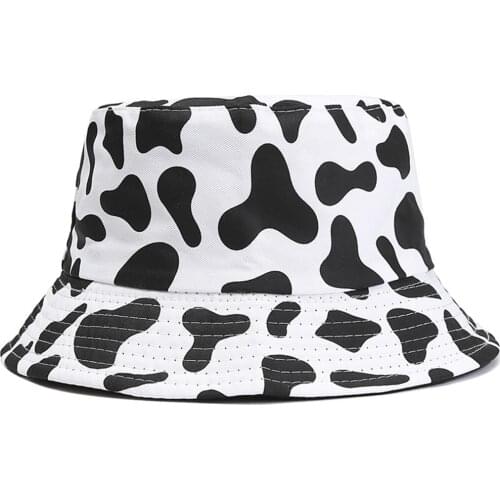 Emmababy Adults Bucket Hat Unisex Floral Print Sun Hat Sun-Resistant Fisherman Cap, Black White