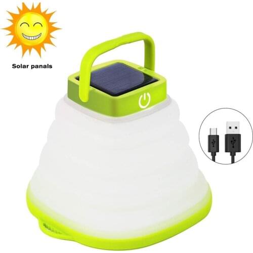 Portable Collapsible Camping Light Lantern Solar Tent Lighting with Bowl-shape Waterproof LED Rechargeable Camp Lamp Dropship