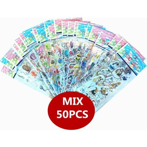Bubble stickers 50 sheets/lot children dimensional cartoon bubble stickers children birthday Christmas gift mix Puffy Sticker