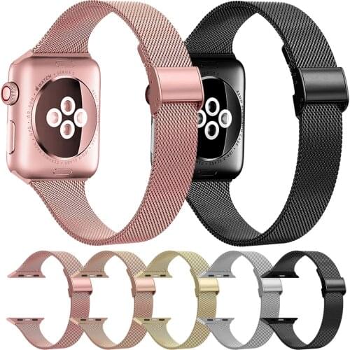 Milanese Loop Strap For apple watch 6 5 4 3 se Metal mesh belt bracelet iWatch band 44mm 42mm for apple watch band 40mm 38mm