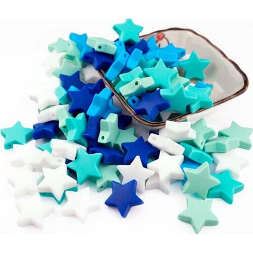 Sutoyuen 25mm Star Silicone Beads Cute Shape Teether Beads Safe Baby Toy Pacifier Necklace DIY Accessory Sensory Toys