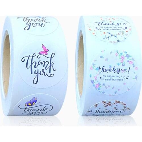 Thank You Stickers Roll,500 Labels Flower Design Thank You for Supporting My Business Stickers for Bakeries, Crafters & Gift Box