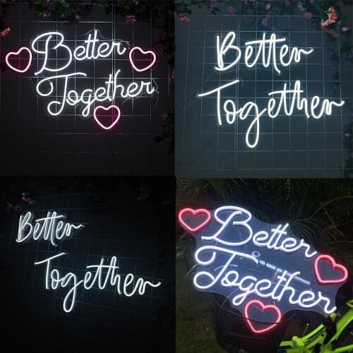 Noen Light Sign Custom Better Together Party Mariage Wedding Decoration Wall Decor Birthday Baby Shower Bridesmaid Gift Flex LED