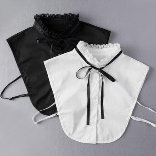 Vintage Bowknots Fake Collar for Women Detachable Shirt Collar False Collar Blouse Neckwear Half Shirt Decorative Nep Kraagie