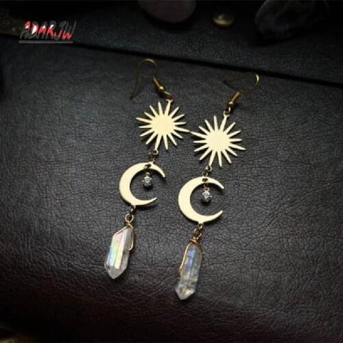 Witchy Sun Magical Angel Moon Earrings Crescent Phase Celestial Crystal Festival Boho Novelty Hippie Jewelry Women Gift Fashion