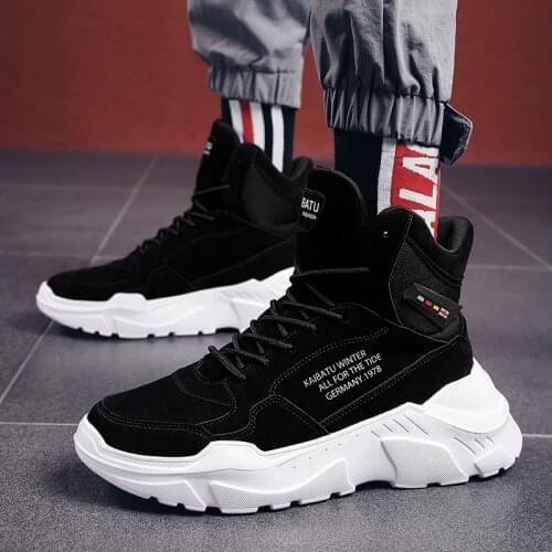 High Top PU Leather Running Man High Sneakers Men Sport Shoes Men Sports Shoes for Boys Black Walking Athletic Tennis Boty A-691