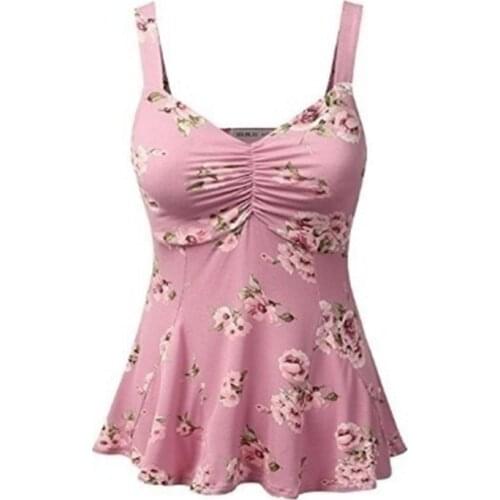 Loose Sleeveless Flowers Painting Aesthetic 2021 Summer Fashion T Shirt Women Clothes Plus Size sling Top V-neck Shirt Womens