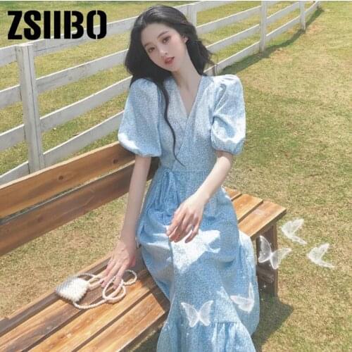 Floral Women Dresses Elegant Lace Up Sweet Summer Club Sexy Dress Short sleeve clothing size apparel bar V-neck Mid-length punk