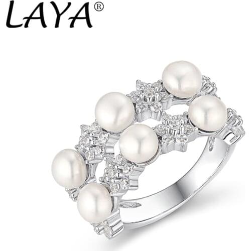 2021 Fashion 925 Sterling Silver Zircon Natural Freshwater Pearl Personality Ring High Quality Jewelry Gift For Womens Wedding