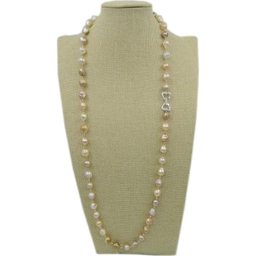 100% NATURE FRESHWATER Baroque PEARL NECKLACE-good quality-925 SILVER accessories
