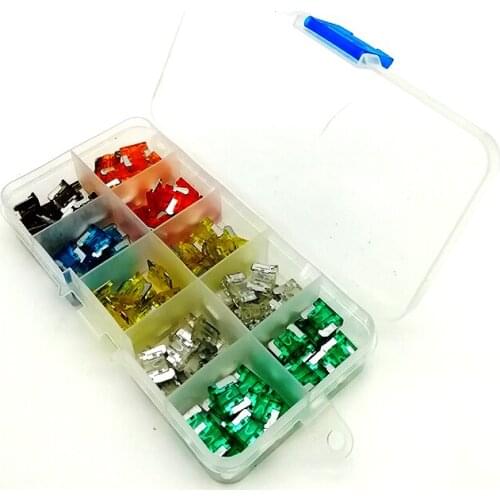 100pcs/lot assorted Mini Low Profile Fuse Box 5 7.5 10 15 20 25 30 A AMP for Car Truck