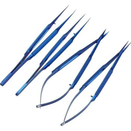14cm Titanium Tlloy Surgical Instruments Ophthalmic Microsurgical Dental Instruments Needle Holders + Scissors +Tweezers