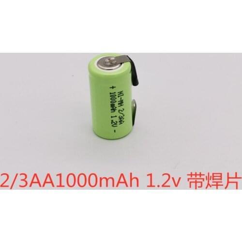 2 PCS/lot New Original 1.2V 2/3AA 800mAh 1000MAH Ni-Mh 2/3 AA Ni-Mh Rechargeable Battery With Pins
