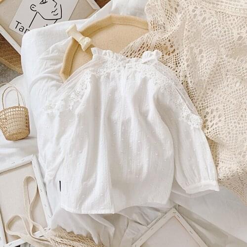 2020 Autumn Casual Solid Blouses For Girls Lace Girls Blouse High-quality Fashion Clothes