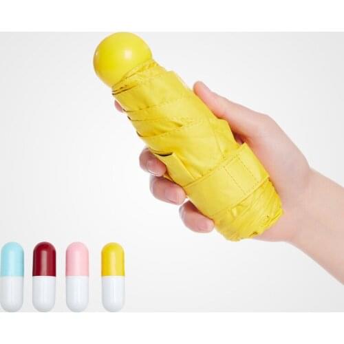 5 Fold Mini Small Pocket Capsule Umbrella Foldable Compact Pocket Umbrella with Cute Capsule Case