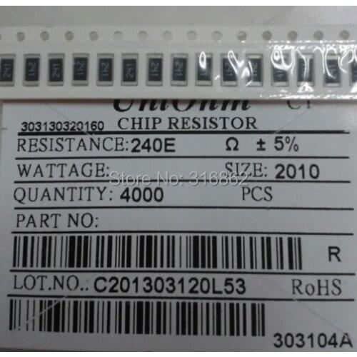 Free Shipping 2010 3/4W SMD Resisto-r Kit 5% 240R 240E 240OHM 100pcs/lot Chip Resisto-r