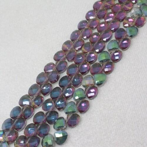 Free Shipping!Wholesales 100pcs,6x9mm Faceted Multicolor Glass Heart-shaped Loose Beads
