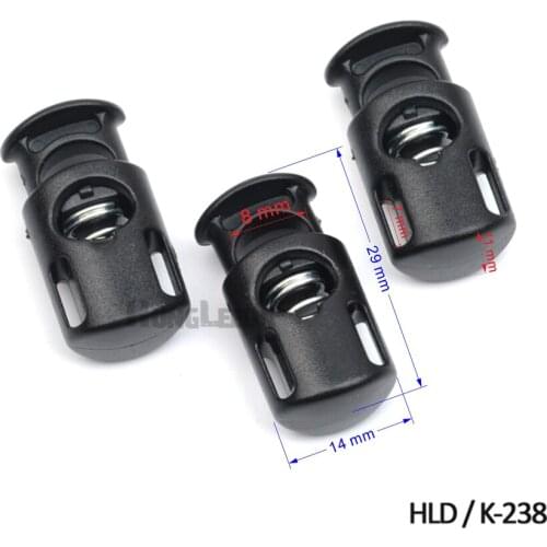 80pcs/lot black plastic stoppers cord lock 8mm hole toggles clip apparel shoelace sportswear bungee cord accessories HLD/K-238