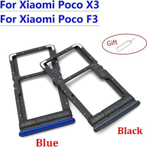 For Poco X3 Sim Tray Holder For Xiaomi Poco X3 NFC SIM Card Tray Slot Holder Adapter Socket Replacement Part