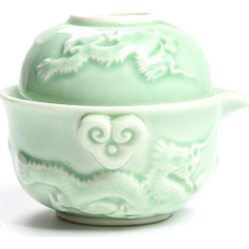 Dragon Tea Set Travel Pot Cup Ceramic Kettle Caneca Porcelana Teapot Copo 2 sets Travels Protable Chiense Kung Fu Tea Sets