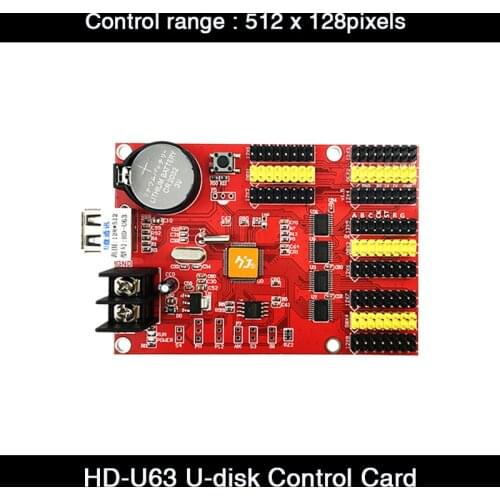 Huidu HD-U63 USB LED Control Card 4*HUB08 & 8*HUB12 512*128 Pixels Single & Dual Color LED Screen Controller