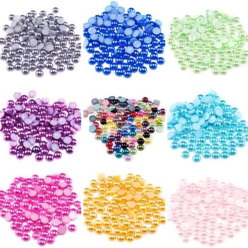 2MM-14MM Multi-color optional ABS Imitation Pearls Half Round Flatback Resin Pearl Glue on Crafts Diy Decoration Making