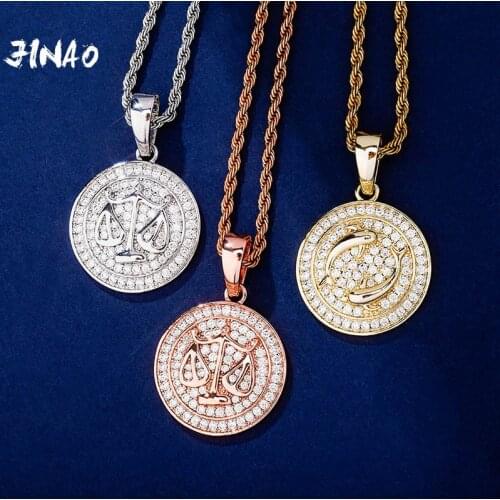 JINAO NEW Water signs constellations With a 4mm tennis chain Pendant Iced Out Micro Pave AAA+ CZ Hip hop Personalised Jewelry