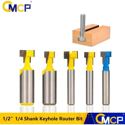 1/2" 1/4" Shank Keyhole Bit T-Slot Milling Cutters Wood Router Bit Carbide End Mill Keyhole Router Bit