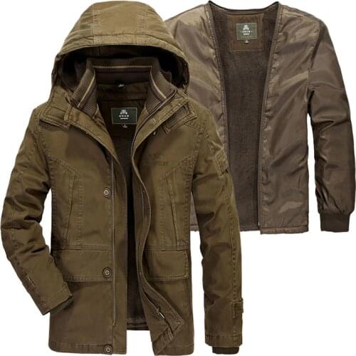New Brand Parka Military Fleece Liner Detachable Winter Jacket Thick Warm Snow Overcoat Obesity Plus Size 5XL