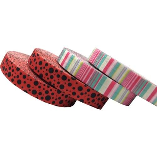 10Y16mm Colorful Stripe Black Polka Dot Printed Fold Over Elastic Bands DIY Crafts Strap Bracelet Accessories Party Decoration