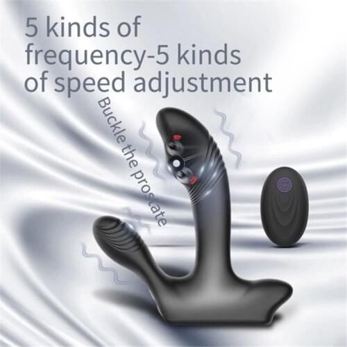 Wireless Remote Control Rolling Bead Male Prostate Massager Anal Vibrator Butt Plug G- Spot Stimulate Adult Sex Toys For Men Gay