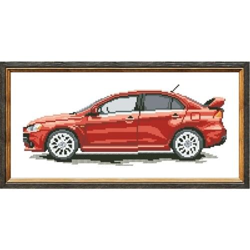 Red car cross stitch kits pattern design 18ct 14ct 11ct unprint canvas embroidery DIY needlework