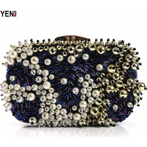 New Luxury Evening Bag Bling Beaded Women Pearl Handbag High-grade Evening Bag Beading Wallet Solid Diamond Elegant Party Bag