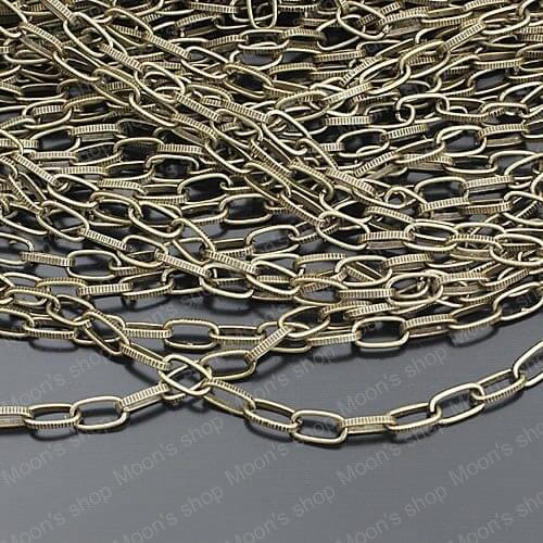 Wholesale Width 5mm Antique Bronze Iron Embossing Link Chains Accessories 5 Meter (JM2752)